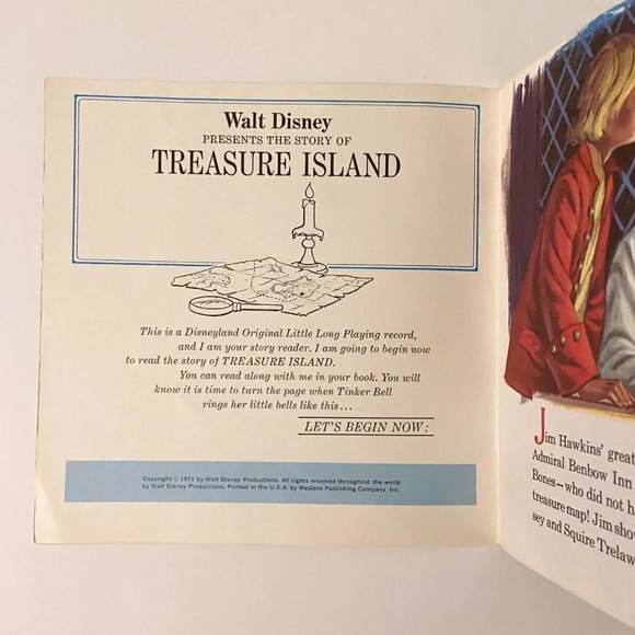 Vintage 1971 Disney Treasure Island  7 Inch Record and Book - Picture 3 of 14
